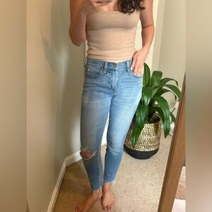 Lucky Brand Blue Skinny Ankle Jeans with Distressed Knee